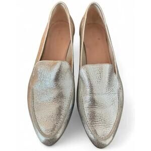 Kate Spade Carima Loafer Flats in Silver Pebbled Leather size 8.5